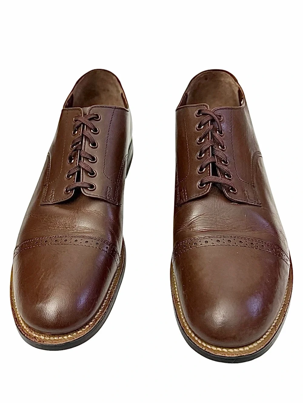 Vintage Stacy Adams Brown Leather Oxford Dress Shoes 8.5 D Classic